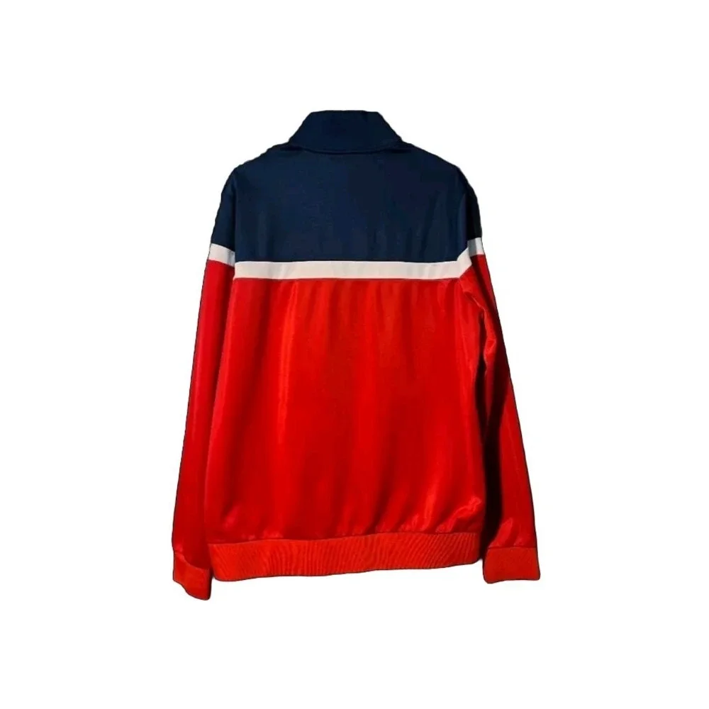 FILA Mens Small Track Jacket Soccer  Navy Blue‎ Red White Zip up 100% Polyester